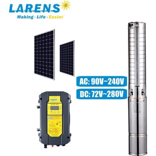 LARENS Factory Price AC DC 4 Inch SS Impeller Borehole Deep Well Solar Water Pump Submersible Solar Pump