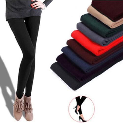 Women winter warm leggings skinny stretch fleece pants Women Casual Faux Velvet ankle-length Legging Knitted Thick Slim Leggings