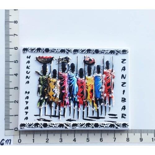Zanzibar Tanzania)Fridge Magnet Creative Travel Commemorate Crafts 17D Ornaments Magnetism Resin Material Refrigerator Stickers