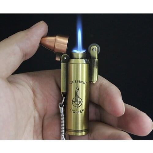 Mini Creative Keychain Bullet Shaped Metal Small Windproof Butane Lighter New Peculiar Personality Smoking Accessories