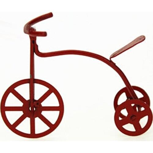 NEW 1:12 Dollhouse Miniature Dolls Accessories Red Bicycle Children Bike Tricycle Retro Style Classic Toys