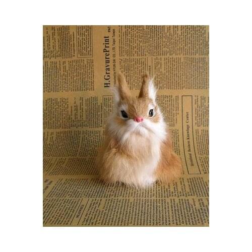 Simulation rabbit model polyethylene& fur 12x8cm yellow rabbit handicraft,prop,home Decoration toy xmas gift b3620
