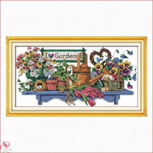 Flowers And Plants Pattern Printed Cross Stitch Kit 14ct 11ct Printed Fabric Embroidery Kit DIY Handmade Needlework Home Deco