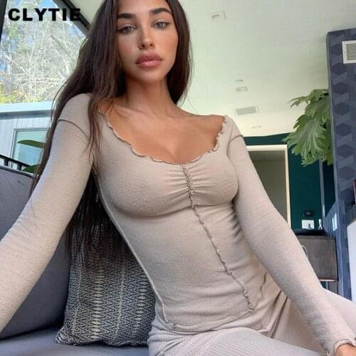 Clytie 2021 New Spring Sexy Top Women Long Sleeve Casual Autumn Streetwear Women Off Shoulder T Shirt Ladies Top