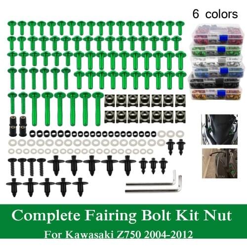 Fit For Kawasaki Z750 2004-2012 2005 2006 2007 2008 2009 2010 11 CNC Alloy Complete Fairing Bolts Kit Nut Bodywork Screws Clip