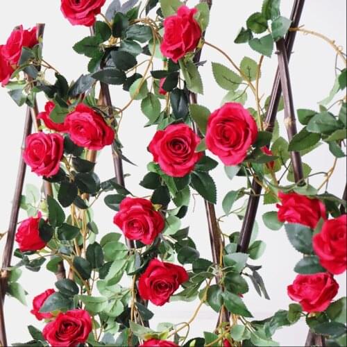 180cm Artificial Flowers garland rose flower Ivy Vine the flowers wall Wedding home Decoration Silk Flower String Hanging rattan