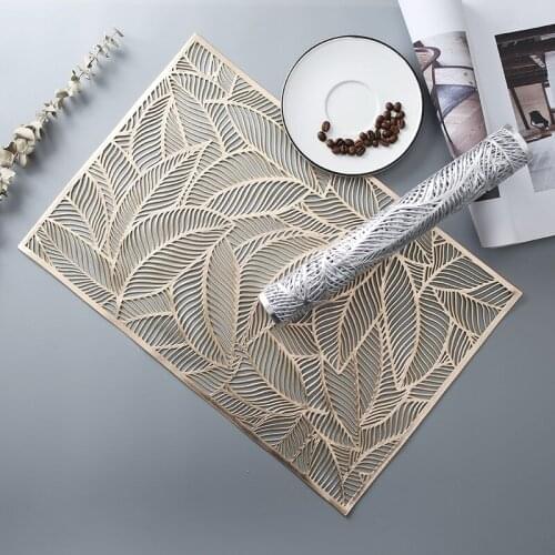 Rectangular Insulating Eat Mat Northern Wind Hollow Out West Table Mat Upscale Hotel Restaurant Decoration Mat Mat Leaves