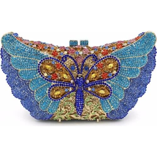 Bee In Fly Luxury Diamante Evening Bags Butterfly Colorful Clutch Bags Women Party Purse Dinner Bags Crystal Handbags