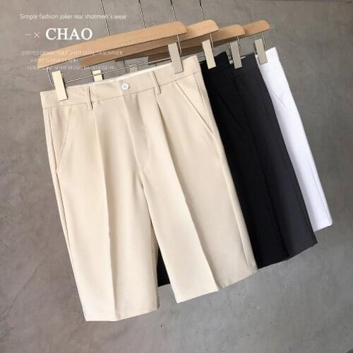Summer Loose Male Shorts 2021 Korean Solid Shorts Men Fashion Business Office Mid-rise Button Straight Casual Five Points Pants