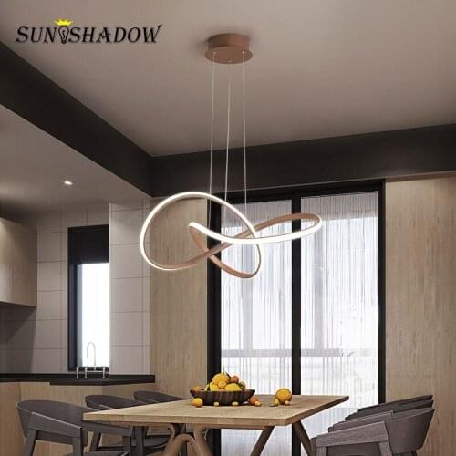 Modern Led Pendant Light Coffee frame Hanging Lamp Ceiling Pendant Lamp for Living room Dining room Kitchen Luminaires 110V 220V