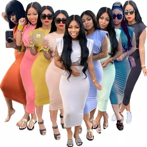 Women Two Piece Sport Short Summer Dresses Sets for Woman Ladies 2 Two Piece Dresses Set Skirt