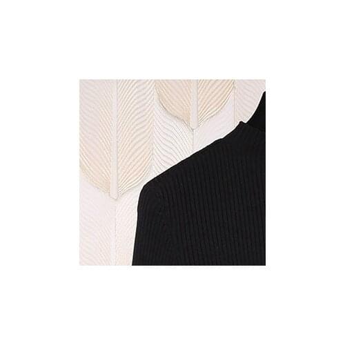 2020 Autumn and Winter New Sweater Womens Half High Neck Back Gold Buckle Long Sleeve Black Cardigan