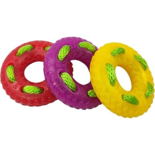 Dog Chew Toy TPR Ball Pet Dog Dentist Rubber Tyre Toy Dental Care Chew Flosser Gum Care Pet Cotton Rope Toys Pet Supplies