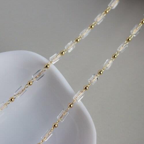 Vacuum plating gold 3mm Square Crystal tube beads Chains for making jewelry accessories 50cm