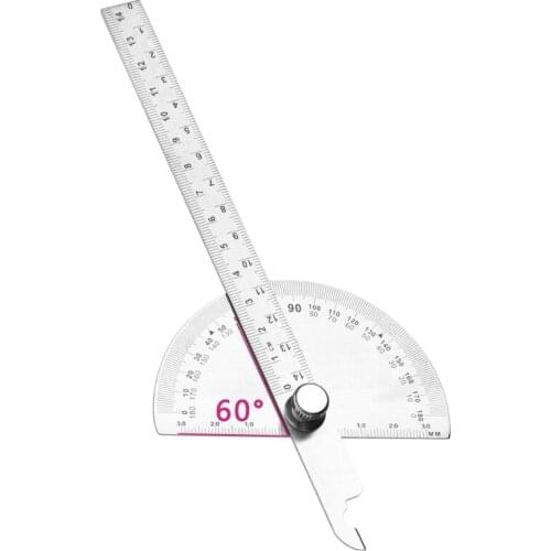 1Pc 0-180 Angle Ruler Round Head Rotary Protractor Adjustable Universal Stainless Steel Measuring Tool