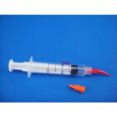 10 Packs Adhesive Dispensing Tip 25G TT All-Plastic Curved Needle and 5ml Syring