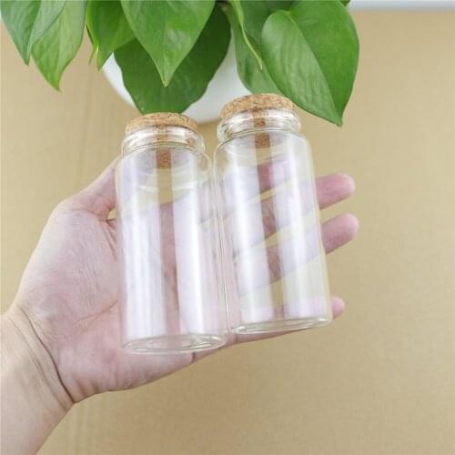 12pcs/lot 47*100mm 120ml Cork Stopper Glass Bottles Spicy Storage Jar Bottle Containers Glass spice candy Jars Vials DIY Craft