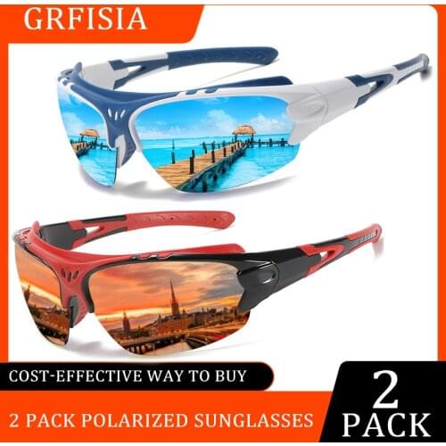 2 PACK Fashion Design Polarized Sunglasses Men 2021 New Sports Style Outdoor Sun Glasses High Quality Half Frame UV400 Goggles
