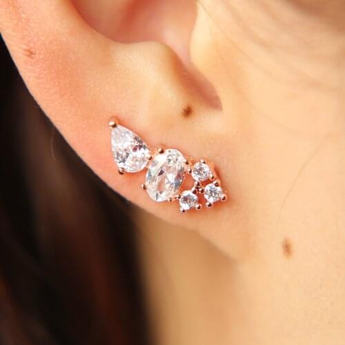 2018 wholesale jewelry cheap top quality factory directly price AAA agg shape CZ zirconia long climber multiple earring