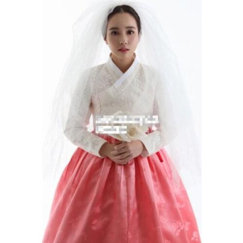 2020 Fashion New Hanbok Dress Traditional Korean Bride Groom Wedding Modern Hanbok Lace Silk Dress