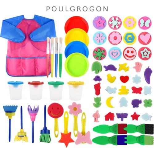 61 Sets of Sponge Painting Brush Paint Tray Diy Painting EVA Sponge Seal Set