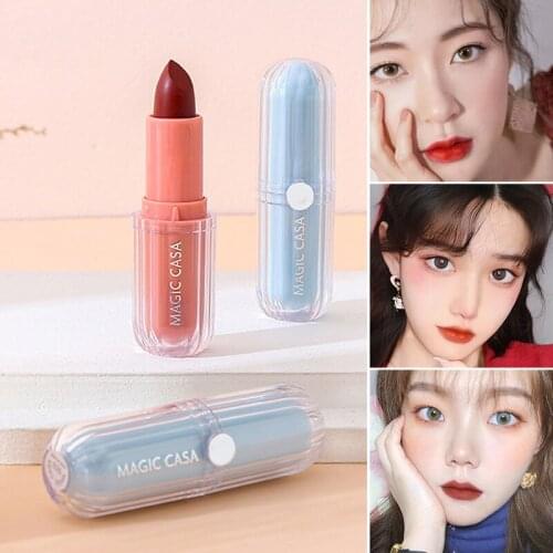 MAGIC CASA Velvet Matte Lipstick with Round Tube Design Long Lasting Lightweight Non-Stick Cup Portable for Daily Life