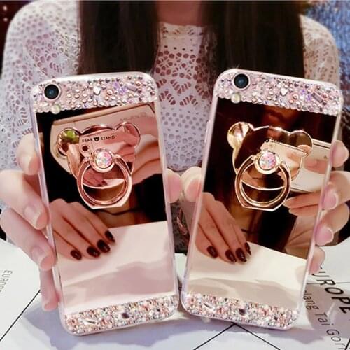 Bling Soft TPU Rhinestone Glitter Mirror Case for Huawei Y5 Y6 Y7 Prime 2017 Y9 2019 Y9A Y5P P Smart Honor 5A 6A 7A 8A 9A Cover