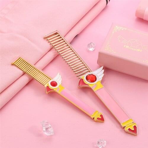 Cardcaptor Sakura Cute Makeup Combs Hair Comb Company Event Gifts Sakura Cosmetic Comb Metal Straight Comb Tools for Beauty