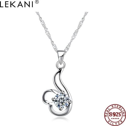 LEKANI Sterling Silver 925 Jewelry Chain Choker Necklaces For Women Simple Cute 5A Cubic Zirconia Pendant Necklace Wholesale