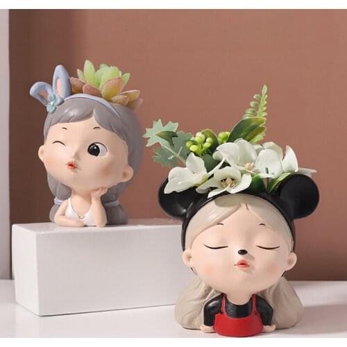 Succulent flower pot cute cartoon girl decoration style personality garden balcony layout light luxury plant potted trumpet