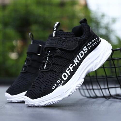 Fashion Kids Running Shoes Boys Sneakers Hook&Loop Running Sneakers Breathable Mesh Children Casual Walking Shoes 5-12 Years