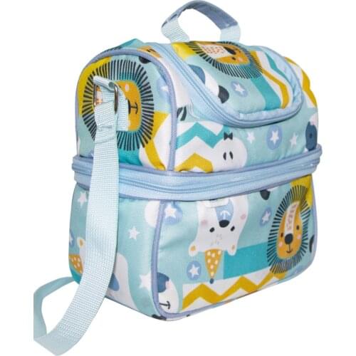 Double Compartments Thermos Bag Blue Color 24x28x12cm Baby Feeding Bottle Cloth Mama Care Bag Thermos Hot cold Holder Bag Pattern