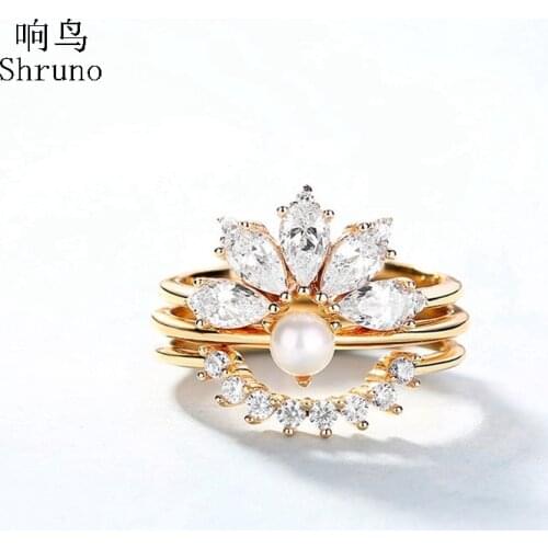 Shruno Moissanite Engagement Ring Solid 14K Yellow Gold Moissanite Diamond Wedding Band Women Birthday Anniversarry Best Gift