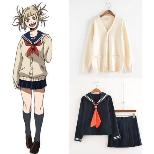 My Hero Academia Cosplay Costume Anime Cosplay Boku no Hero Academia Himiko Toga JK Uniform Women Sailor Suits with Sweaters