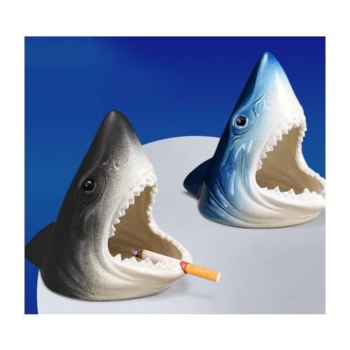 Creativity Shark head ceramic Ashtray Home Crafts Home living room decoration Men Smoking accessories Christmas gift For Father