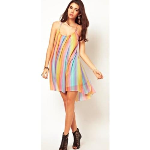 Summer New Womens Fashion Cross Backless Asymmetric Hem Dress