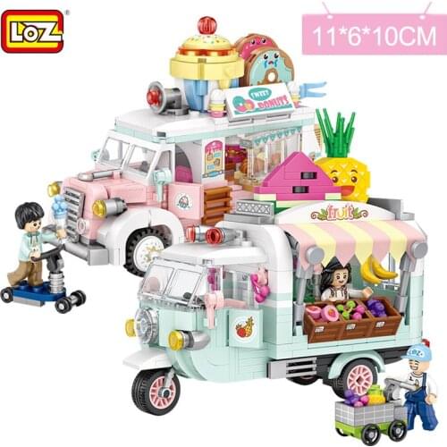 LOZ Creator Donuts Fruits Car Model Building Blocks DIY Assembly City Bricks Sales Car Children Educational Toys for Girls Boys