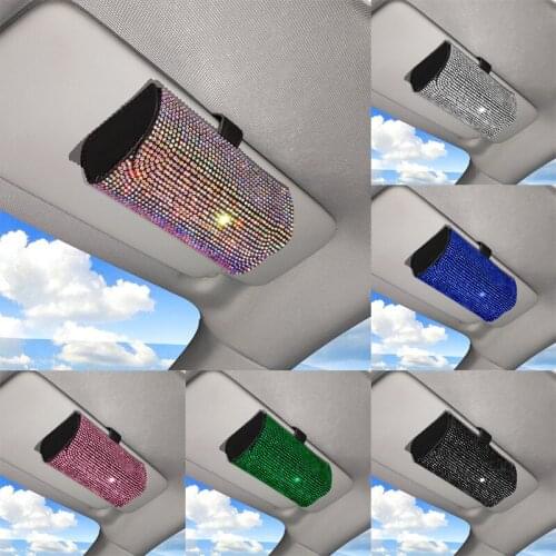 On board sun visor accommodates in car glasses frame, car sunglasses and diamond box eyes car decoration accessories