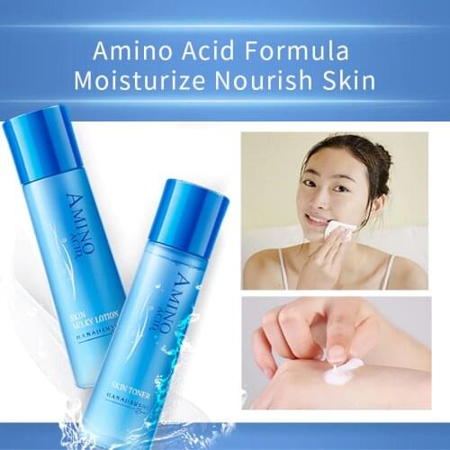 HANAJIRUSHI Amino Acid Skin Toner Lotion Set Makeup Water Emulsion Kits Smoothing Anti-Aging Moisturizer Skincare Set 198ml