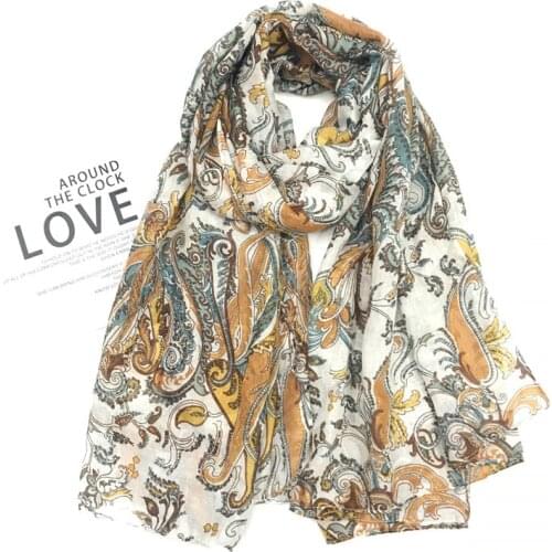 2021 Fashion Newest Paisley Printed Cotton Voile Scarf Shawls Wraps Hijabs 10pcs/lot