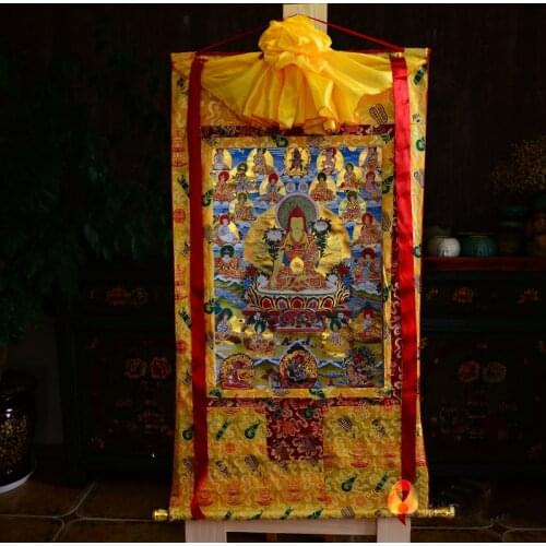 Wholesale Buddhist supplies-87CM Buddhism HOME wall Decor ART silk holy Dalarata buddha altar Thang-ga Thangka Buddha painting