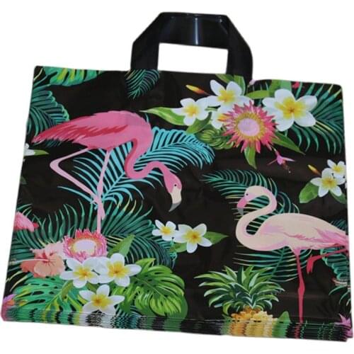 High-density Polythylene Eco-friendly Clothing Packaging With Flower 10pcs/lot 29*35cm Large Bolsas de Plastico With Handles