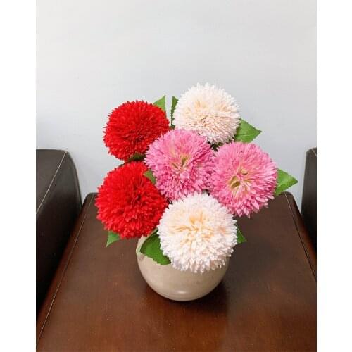 12pcs Silk Artificial Pompon Mum Flower For Wedding Party Home Office Hotel Decoration Bouquet DIY Making