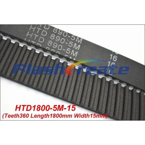 2pcs HTD5M belt 1800 5M 15 Teeth=360 Length=1800mm Width=15mm 5M timing belt rubber closed-loop belt 1800-5M S5M Belt 5M Pulley