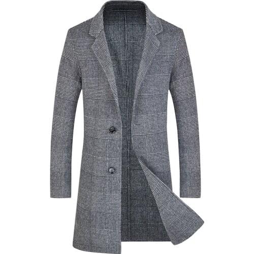 Luxurious Autumn Winter Mens Long Thicken 100% Wool Coat Business Slim Fit Homme Casual Trench Overcoat High Quality jacket