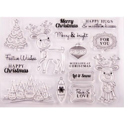 Christmas Fawn Transparent Silicone Clear Stamp For Scrapbooking DIY Craft Decoration Soft Stamp Kids Stationery