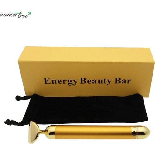 Handheld Electric Vibrating Face Body Massager 24K Golden Plated Facial Beauty Bar Stick Eye Wrinkles Remove Skin Lifting Firm