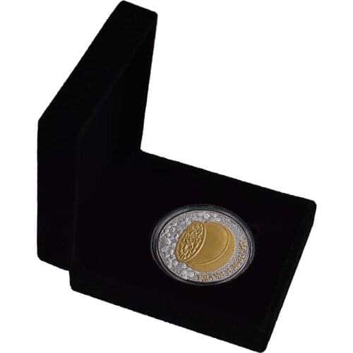 Russian 999.9 Silver Plated Coin Treasure Bowl 24k Gold Plated Coin with Box Home Decoration Accessories Coins Collectibles