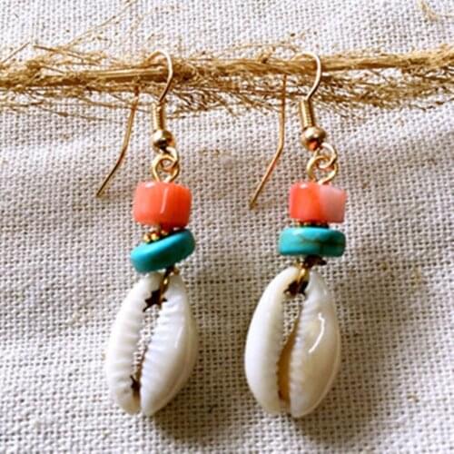 Dongmu Jewellery New 2017 Drop Earrings hand-made shell Stone tassel earrings national style fashion earrings for women