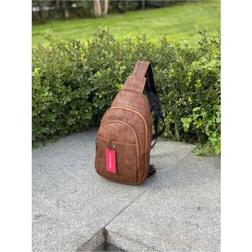 2021 season Women 'S fashion Synthetic Leather Water Resistant Brown Trok Detailed Two Compartments Chest Bag